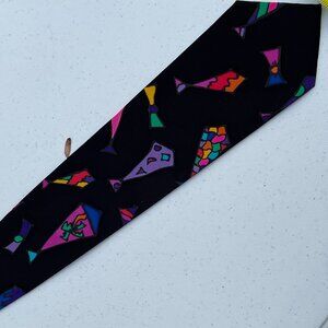 Hand Painted Black Silk Tie by The Dancing Silk Company